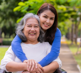 Daughter and mother caregiving